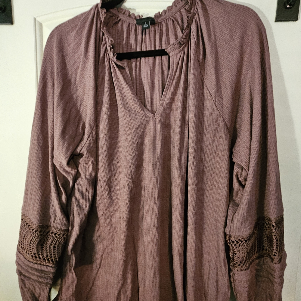 Torrid Dusty Rose Blouse with Crochet Detail